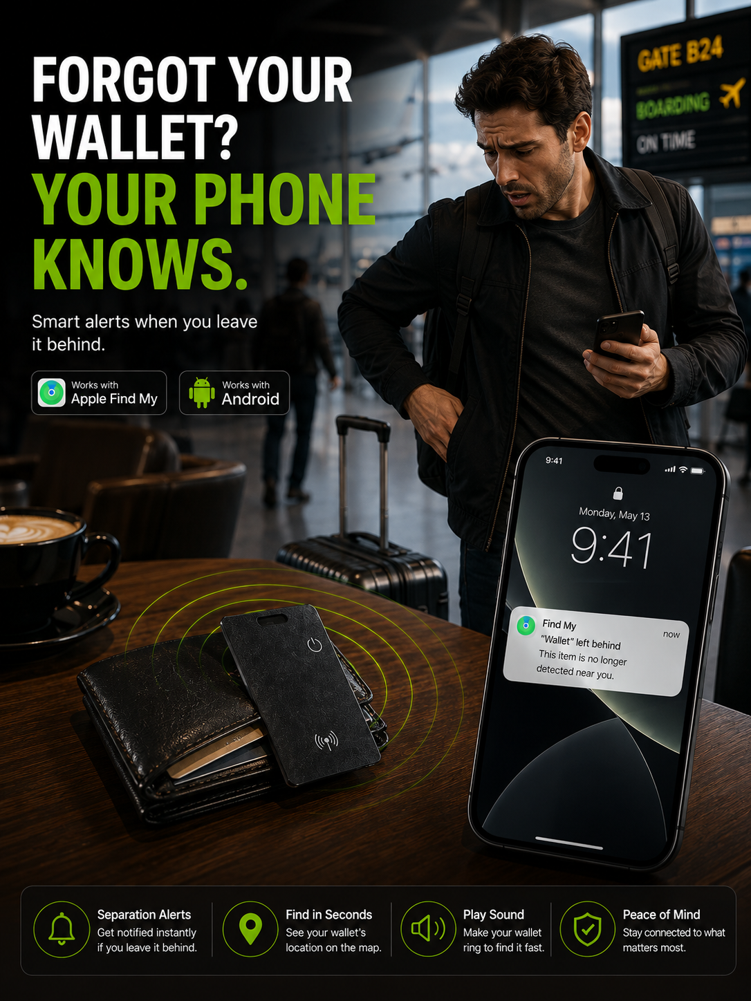 Smart wallet tracker card