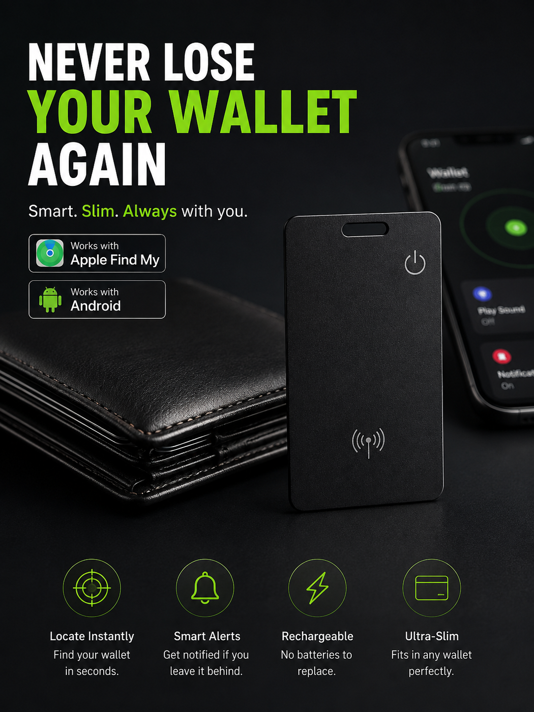 Smart wallet tracker card